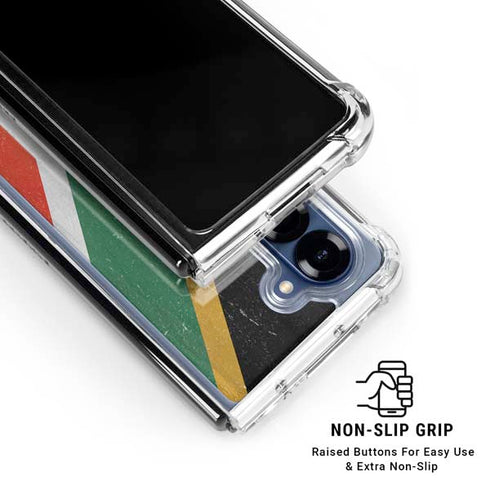 South Africa Flag Distressed Galaxy Z Fold6 Clear Case